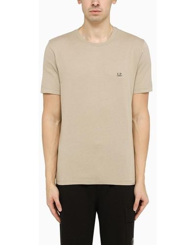 C.P. Company T-shirt beige con stampa logo sul petto - Neutro