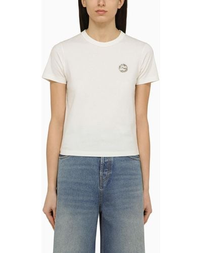 Gucci White Crew-neck T-shirt With Logo - Blue