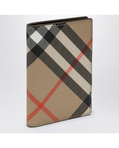 Burberry Folding Card Case With Check Motif - Green