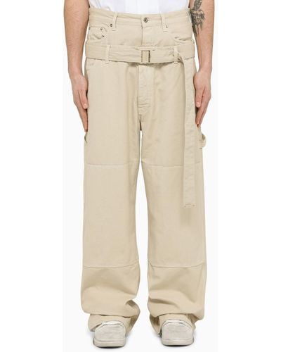 Off-White c/o Virgil Abloh Wave Off Canvas Double Over Trousers - Natural