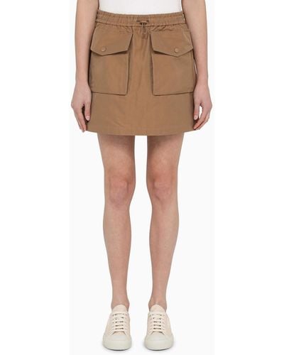 Moncler Sand-colored Cotton-blend Miniskirt - Brown