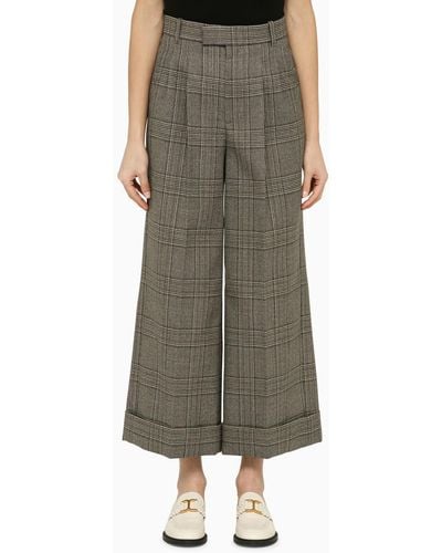 Gucci Prince Of Wales Wool Cropped Trousers - Brown