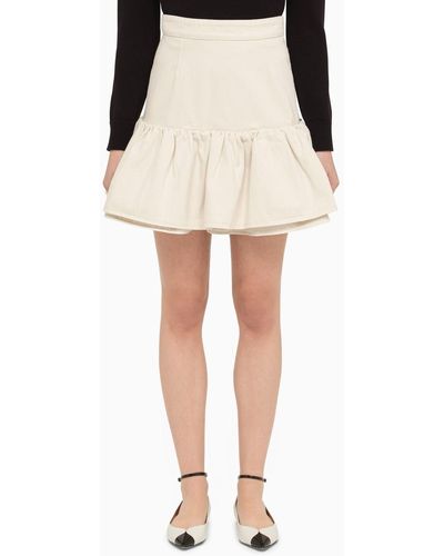 Patou Cotton Flounced Mini Skirt - Natural
