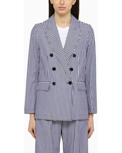Department 5 Ari Double-breasted Striped Cotton Jacket - Purple