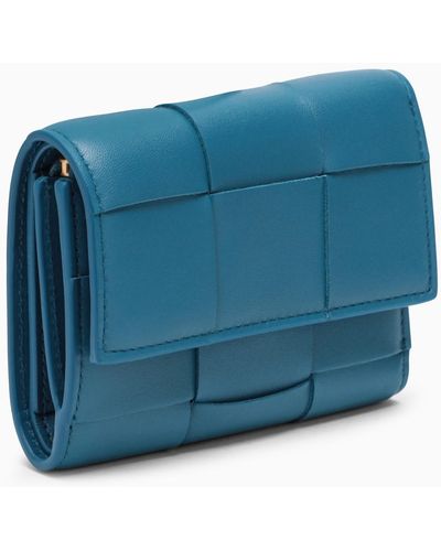 Bottega Veneta Deep Pacific Tri-fold Cassette Wallet - Blue