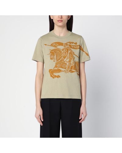 Burberry Cotton T-shirt With Ekd Logo Print - Natural