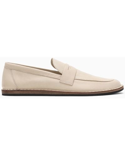 The Row Cary Leather Tofu Loafer - Natural