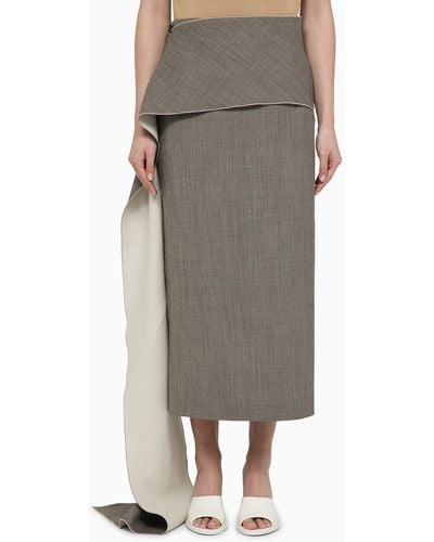 The Row Wool Skirt With Side Train - Grey