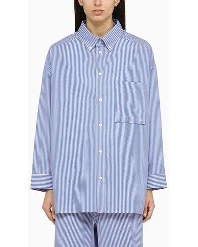 DARKPARK /white Striped Cotton Button-down Shirt - Blue