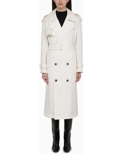 Burberry Silk Double-breasted Trench Coat - White