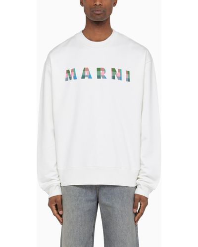 Marni Crewneck Sweatshirt With Multicoloured Logo - White