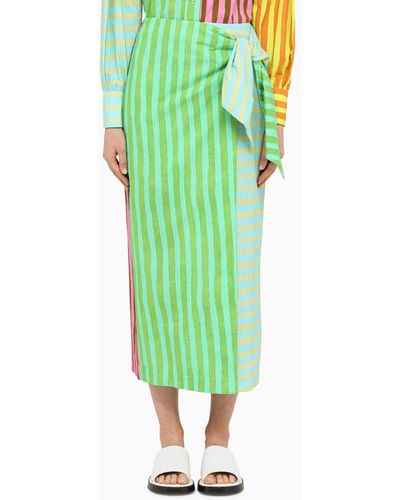 ALÉMAIS Striped Midi Skirt - Green