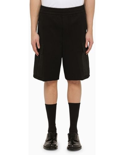 Prada Cotton Bermuda Shorts With Logo - Black