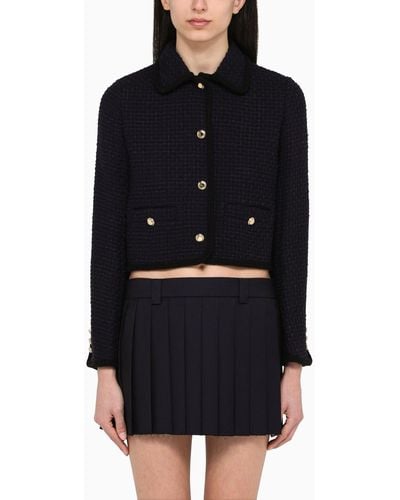Miu Miu Single-breasted Jacket In Tweed - Black