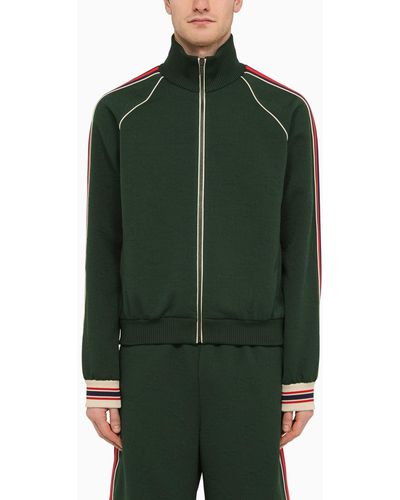 Gucci Bottle Jacket In gg Jacquard Jersey With Zip - Green