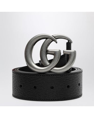 Gucci Belt With Silver-tone Double G Buckle - Black