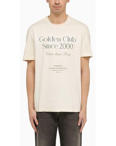 Golden Goose T-shirt bianca in cotone con stampa logo - Neutro