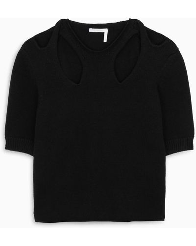 Chloé Knitted Cut-out Top - Black