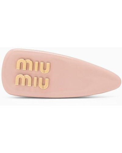 Miu Miu Alabaster Leather Hair Clip - Pink