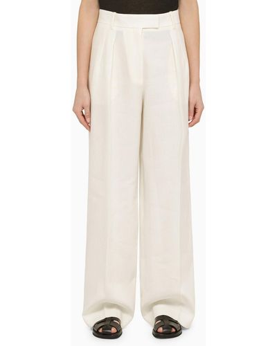 The Row Linen Wide Trousers - Natural