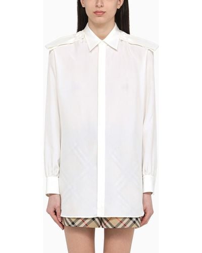 Burberry Silk Grain-coloured Shirt - White
