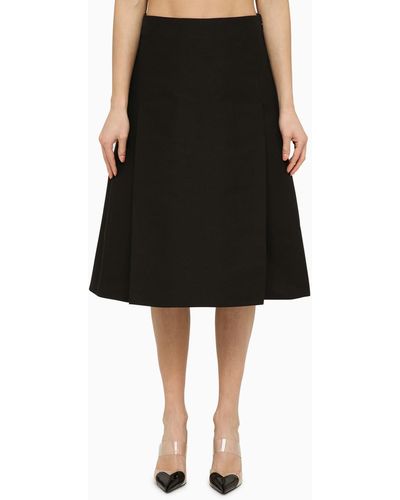 Marni Black Cotton Flared Midi Skirt