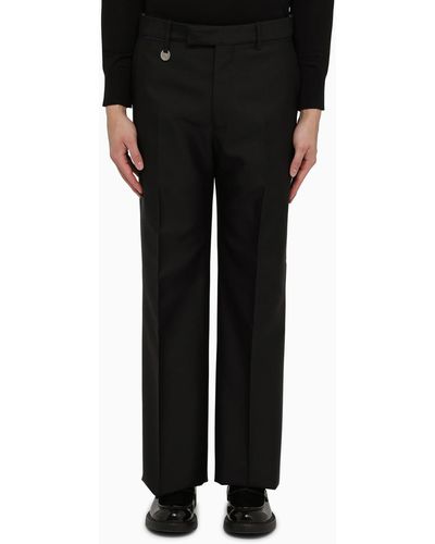 Burberry Regular Trousers In Wool And Silk Blend - Black