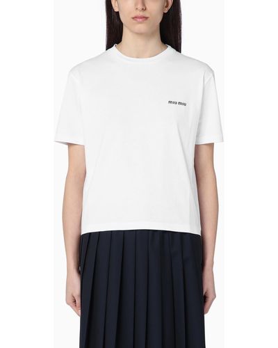 Miu Miu White Cotton T-shirt With Logo