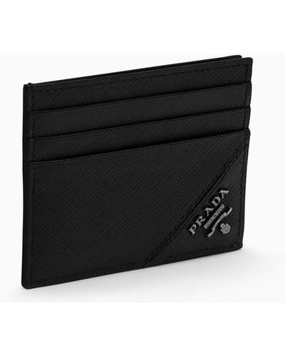 Prada Black/silver Saffiano Leather Wallet