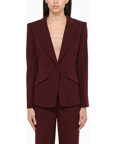 Roland Mouret Brown Single Breasted Blazer - Red
