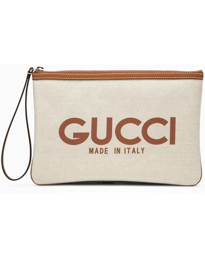 Gucci Canvas Logo Pouch - Natural