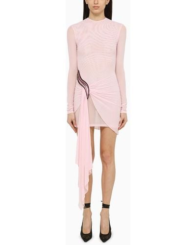 David Koma Viscose Mini Dress With Draping - Pink