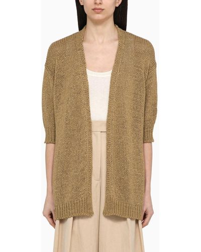 Roberto Collina Military Cardigan In Cotton Blend Knit - Natural