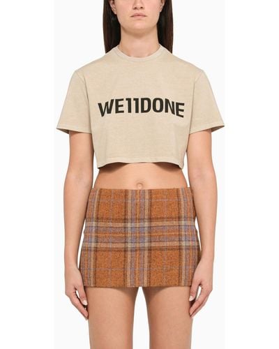 we11done Beige Cropped T Shirt - Natural