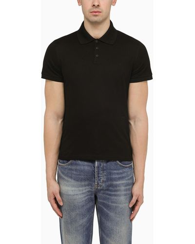 Saint Laurent Monogram Pique Polo Shirt - Black