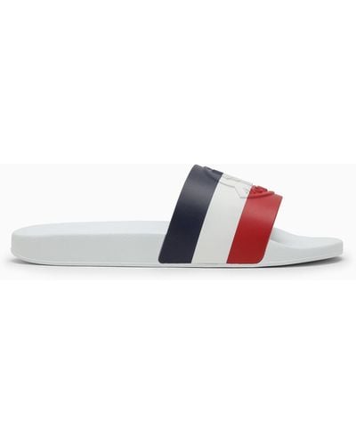 Moncler Basile Slide With Tricolour Band And Logo - Red