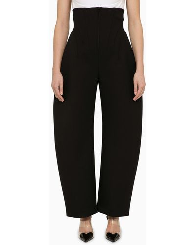 Alaïa Wool-blend Rounded Corset Trousers - Black