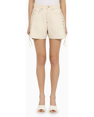 Stella McCartney Cotton Écru Shorts With Laces - Natural