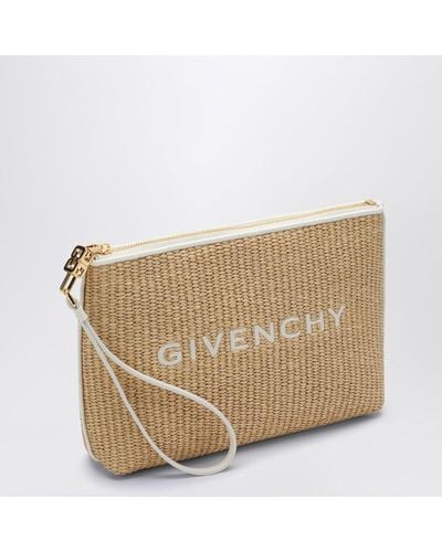 Givenchy Pochette naturale in rafia con logo - Metallizzato