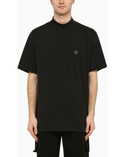 Needles Stand-Up Collar T-Shirt With Embroidery - Black