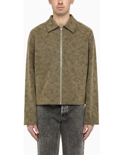 Séfr Moss-coloured Bardem Jacket In Synthetic Suede - Green