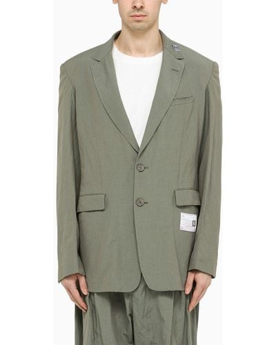 Maison Mihara Yasuhiro Single Breasted Khaki Jacket In Technical Fabric - Green