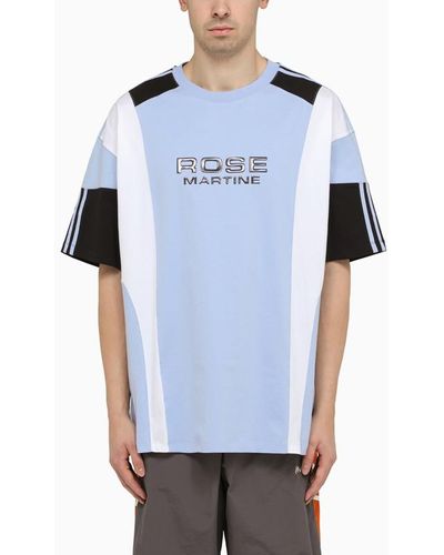 Martine Rose T-shirt blu/bianca/nera in cotone con logo