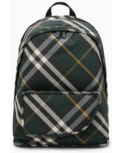 Burberry Zaino shield motivo check in nylon - Verde