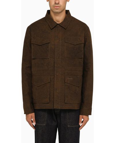 Forét Overshirt With Stained Effect - Brown