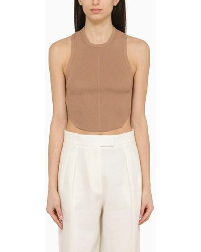 Philosophy Top cropped chiaro a costine - Bianco