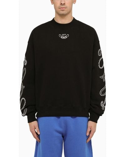 Off-White c/o Virgil Abloh Off- Crewneck Sweatshirt With Logo Embroidery - Black