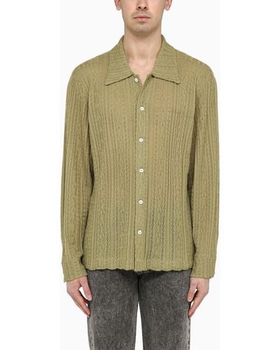 Séfr Mint-coloured Wool Knit Riku Shirt - Green