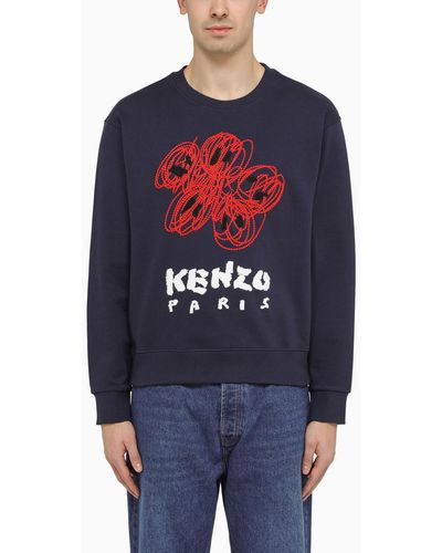 KENZO Blue Crewneck Sweatshirt With Logo