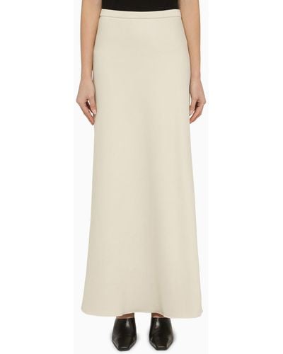 Max Mara Cotton-blend Long Skirt - Natural